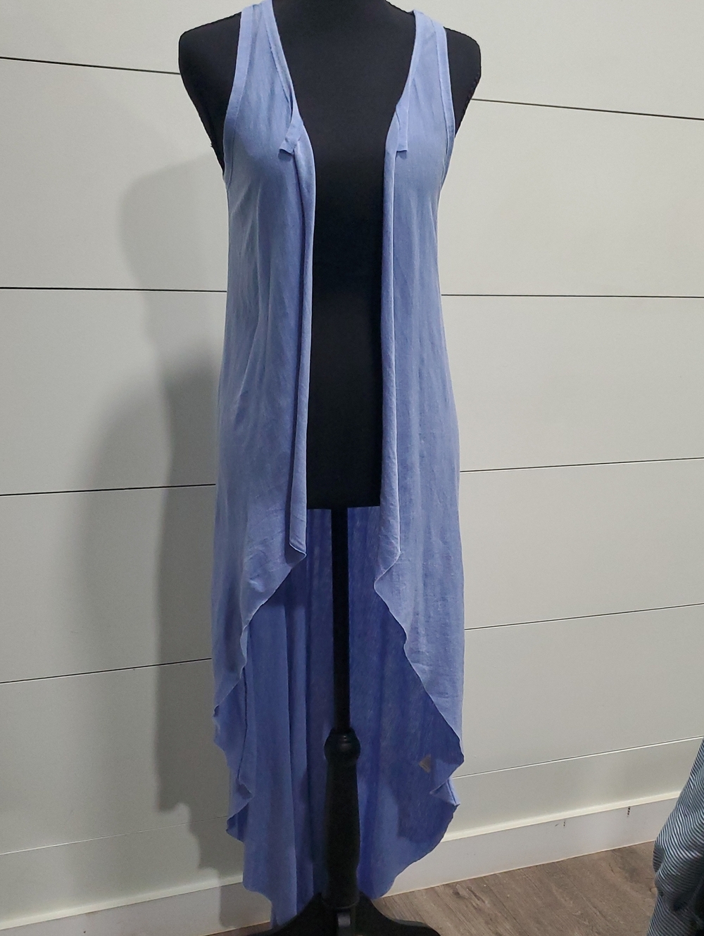 Express Light Blue Sleeveless Draped Long Cardigan Vest
